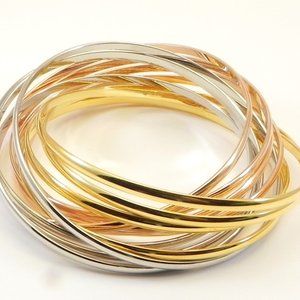 Rolling 12 Stainless Tri-Tone Bangles